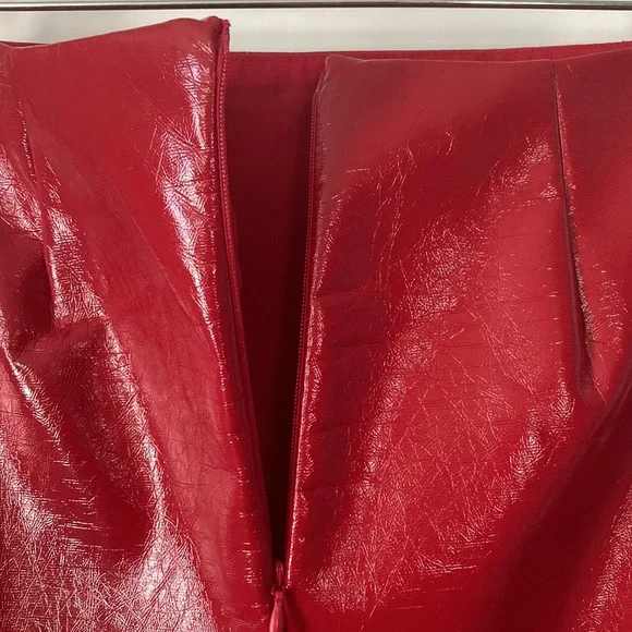Beautiful Pencil Leather Imitation Skirt, size-XXS,Red, lined - Picture 5 of 10